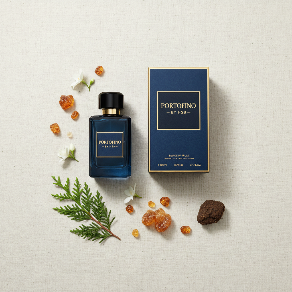 Portofino by HSB – Flat lay with cedarwood and amber